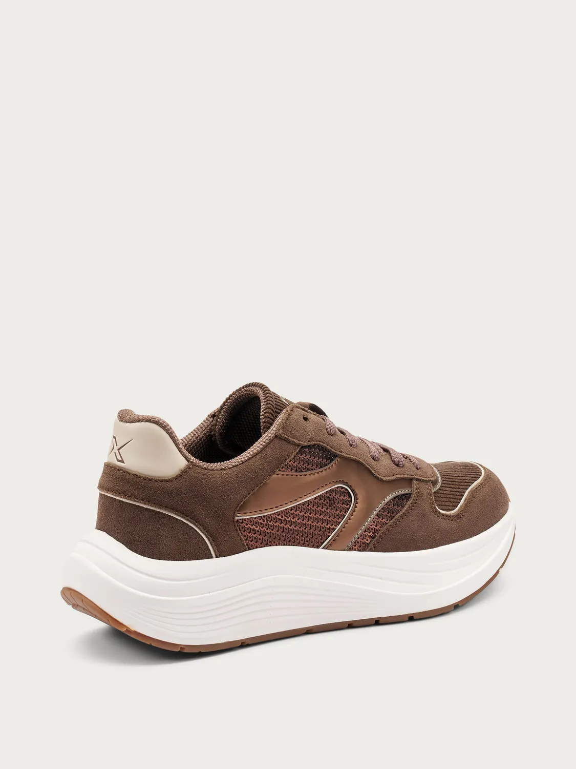 Frau Cross Hybrid bruine sneakers pailletten dames