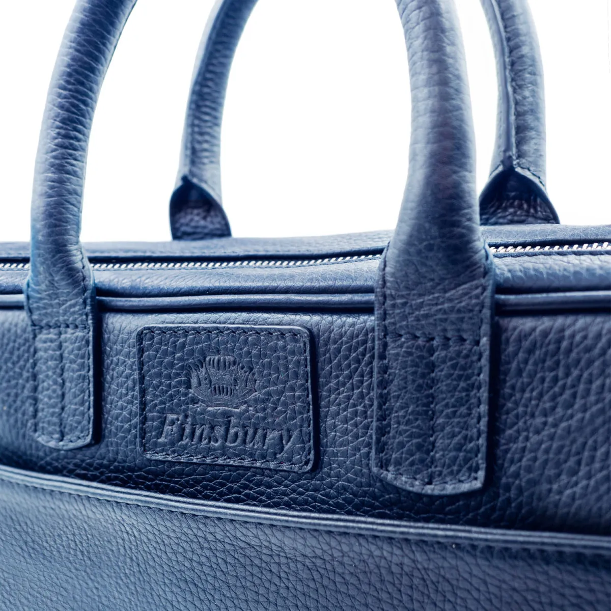 Finsbury aktetas blauw generfd leer