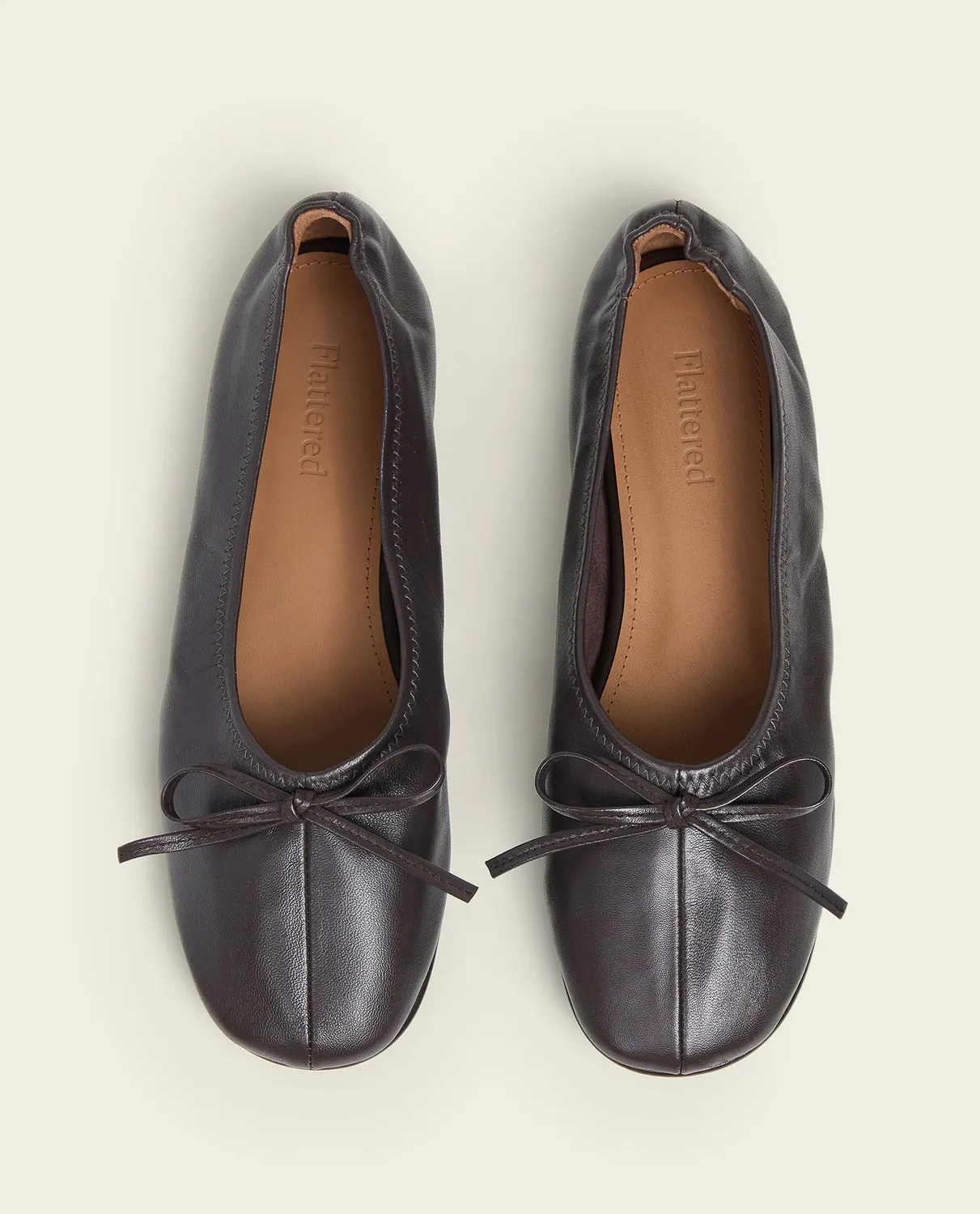 Flattered Blaise Leather Chocolate ballerina's bruin leer