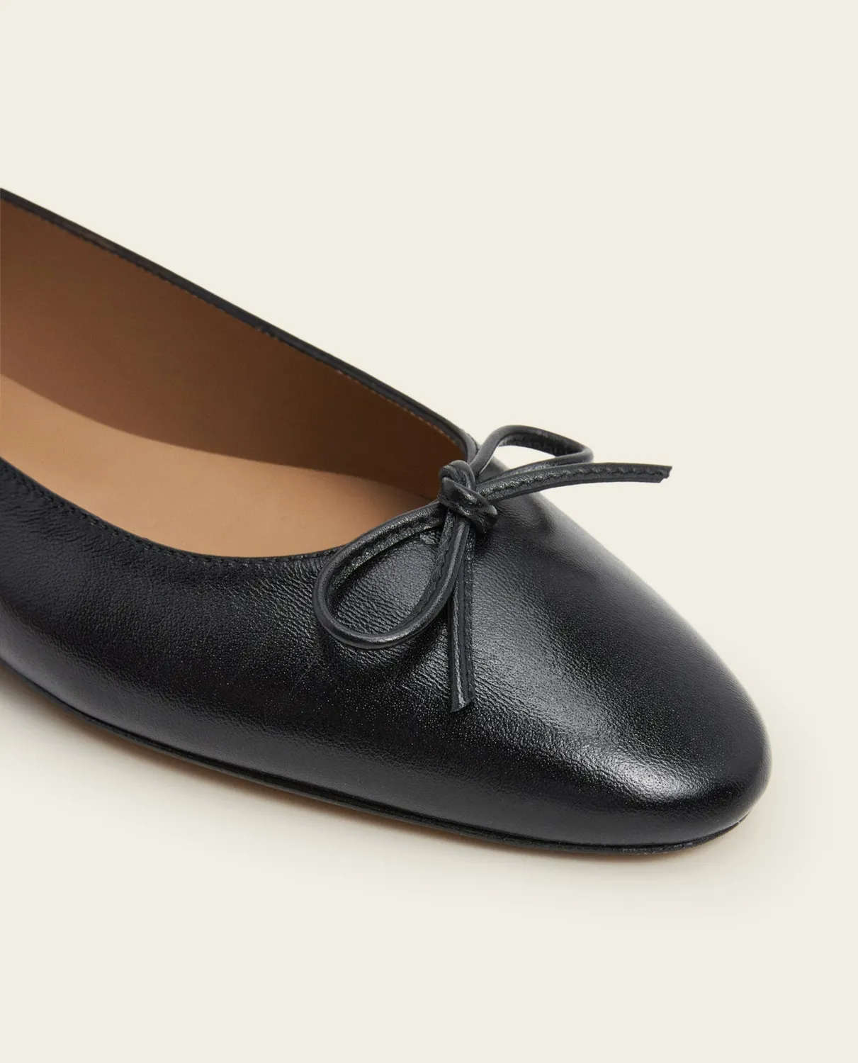Flattered Bodil leren ballerina zwart met strik