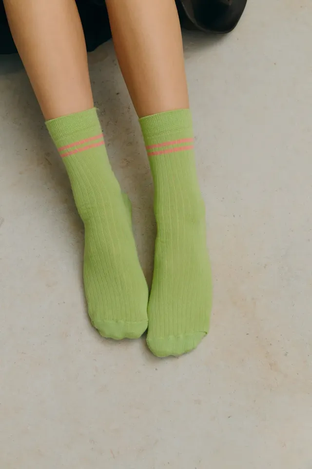 Jutelaune Greenish Stripe sokken one size bio katoen