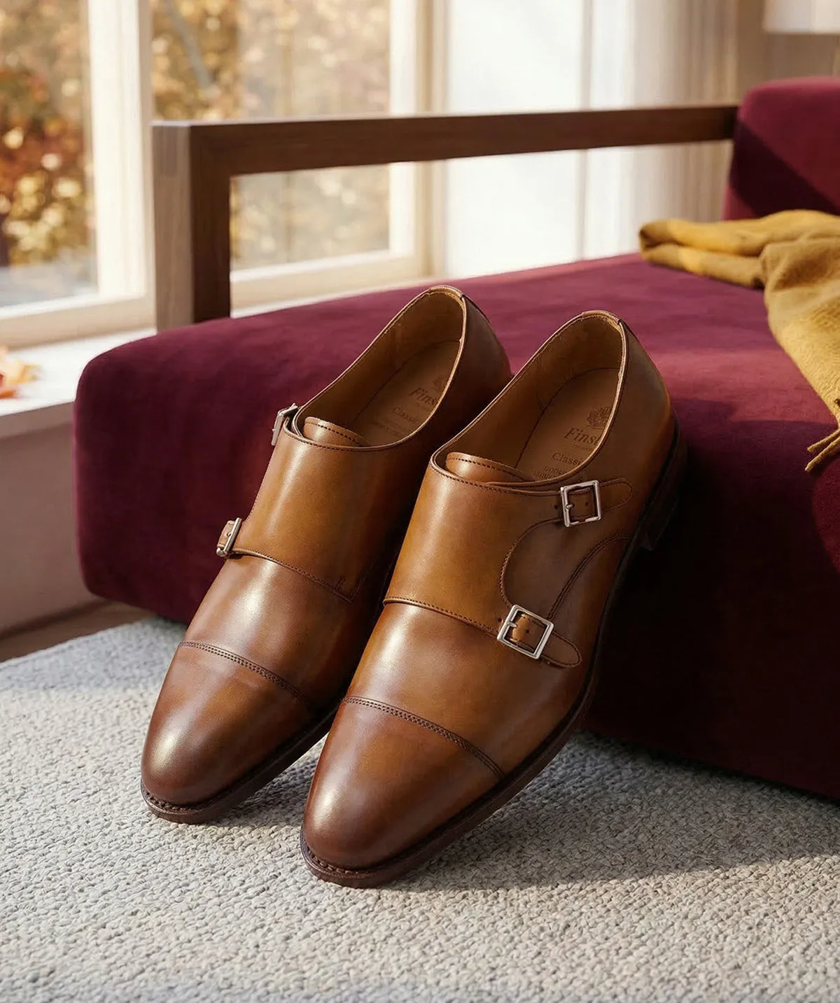 Finsbury CAMBRIDGE Double Monks lichtbruin box calf