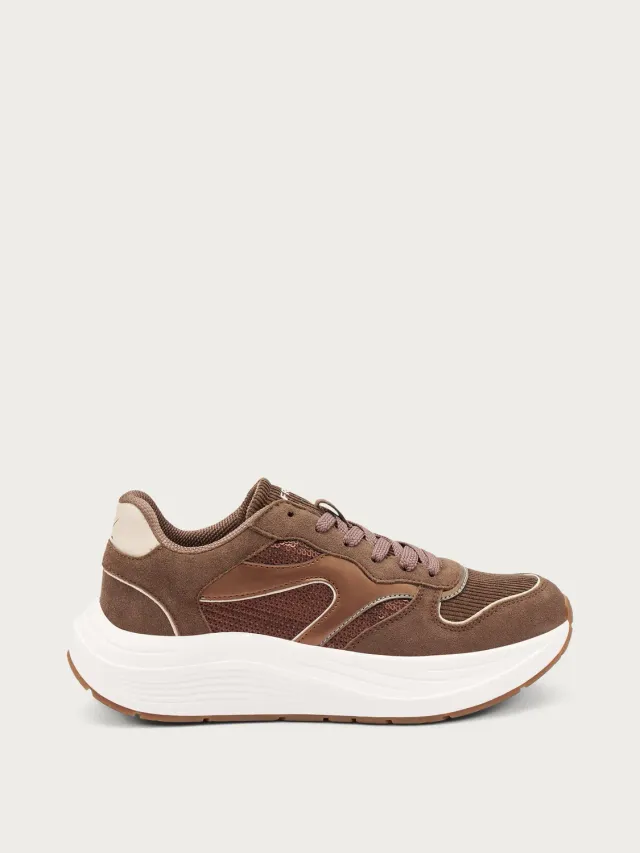 Frau Cross Hybrid bruine sneakers pailletten dames
