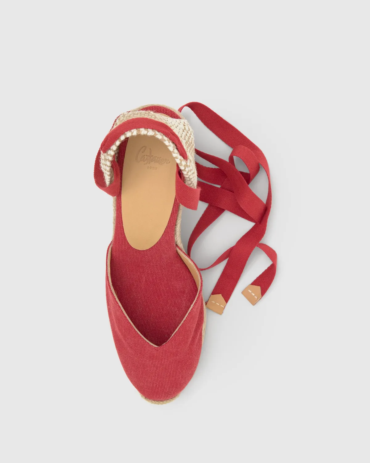 Castaner Chiara 8/SS20002 espadrilles karmijnrood katoen 9cm