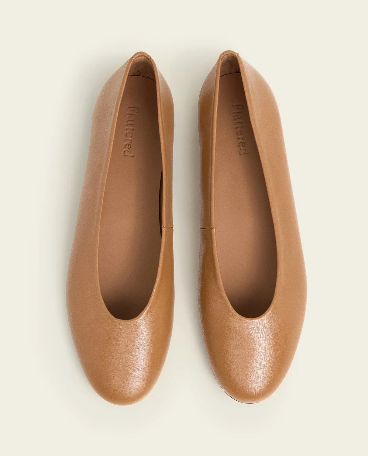 Flattered Pandora ballerina leer cognac plat