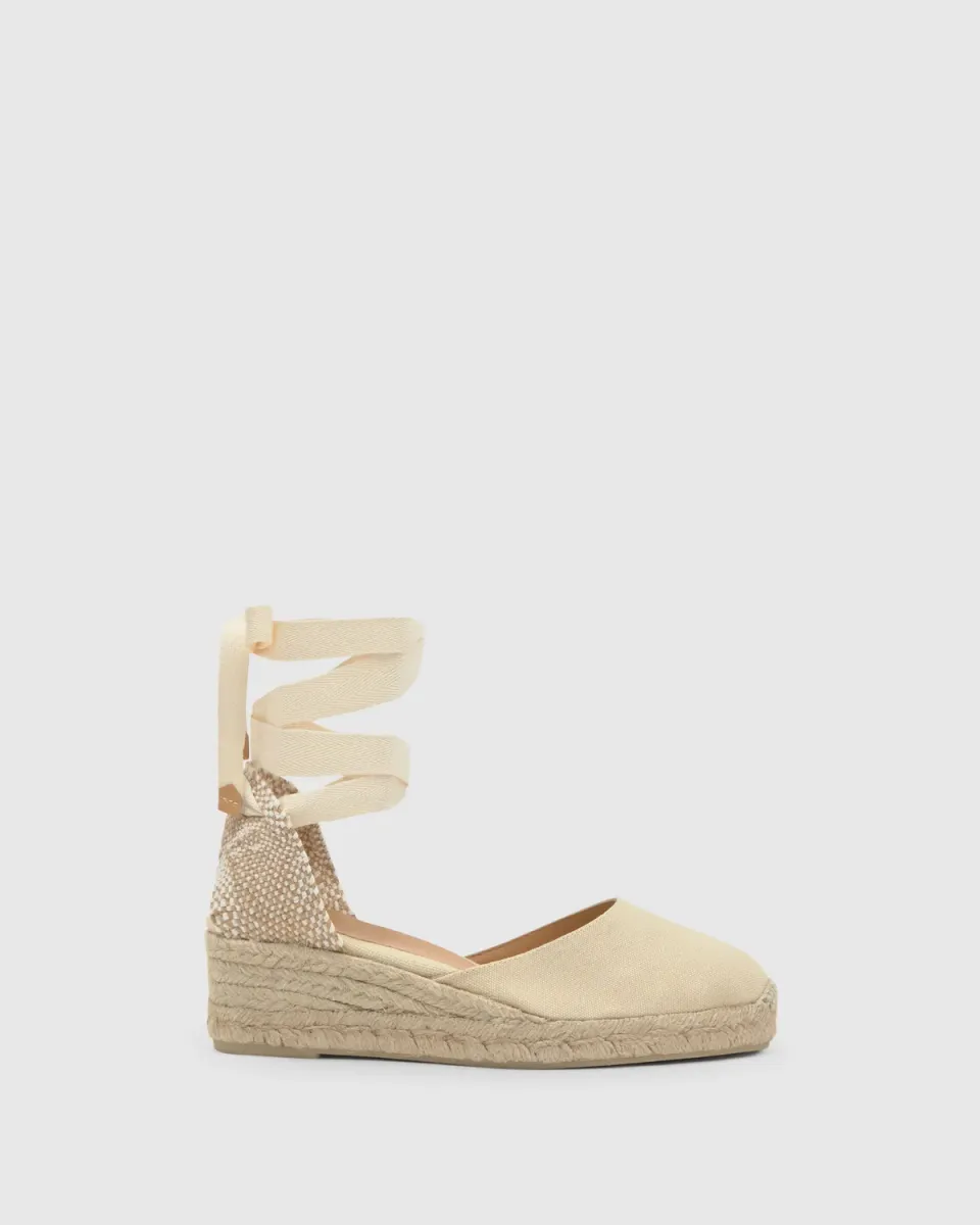 Castaner Carina CARINA/3/001 espadrilles ivoor canvas sleehak