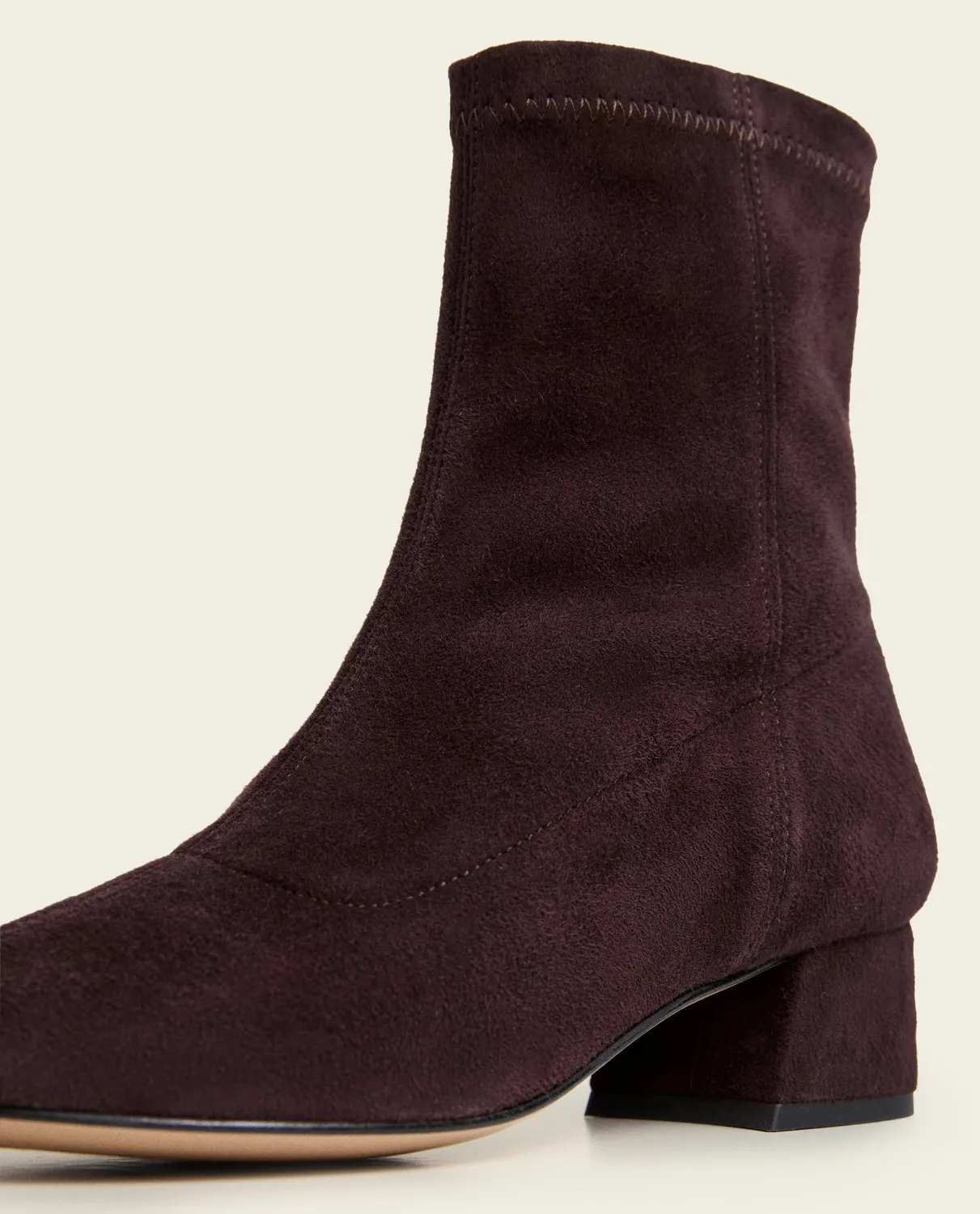 Flattered Ember enkellaars chocolate suède stretch