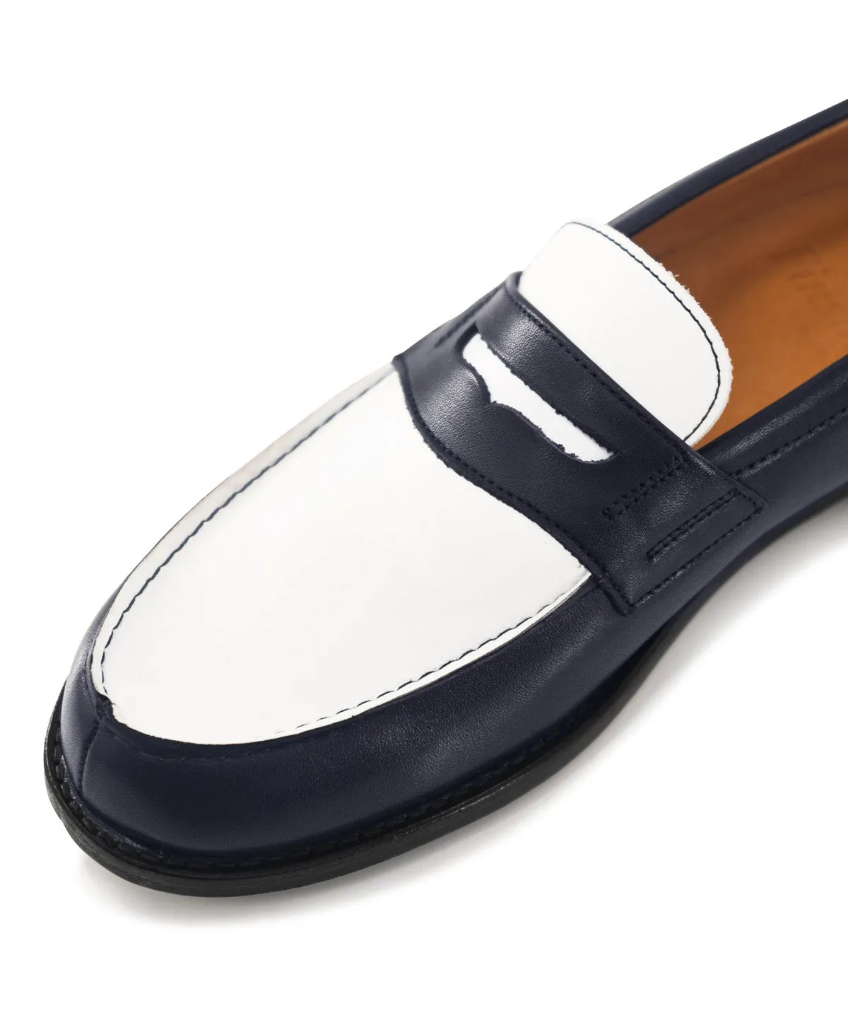 Finsbury Lilou loafer navy wit tweekleurig leer