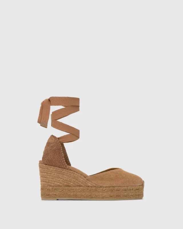 Castaner Chiara C/6ED/002 espadrille sleehak walnoot canvas