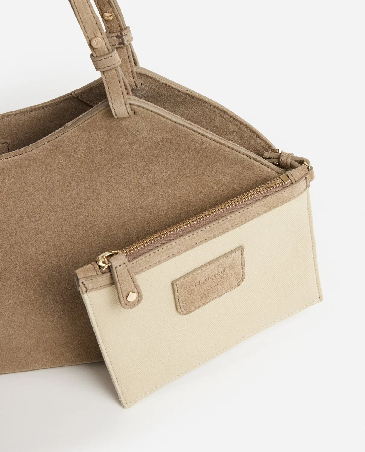 Flattered Dilba Mini Tote schoudertas zand suède