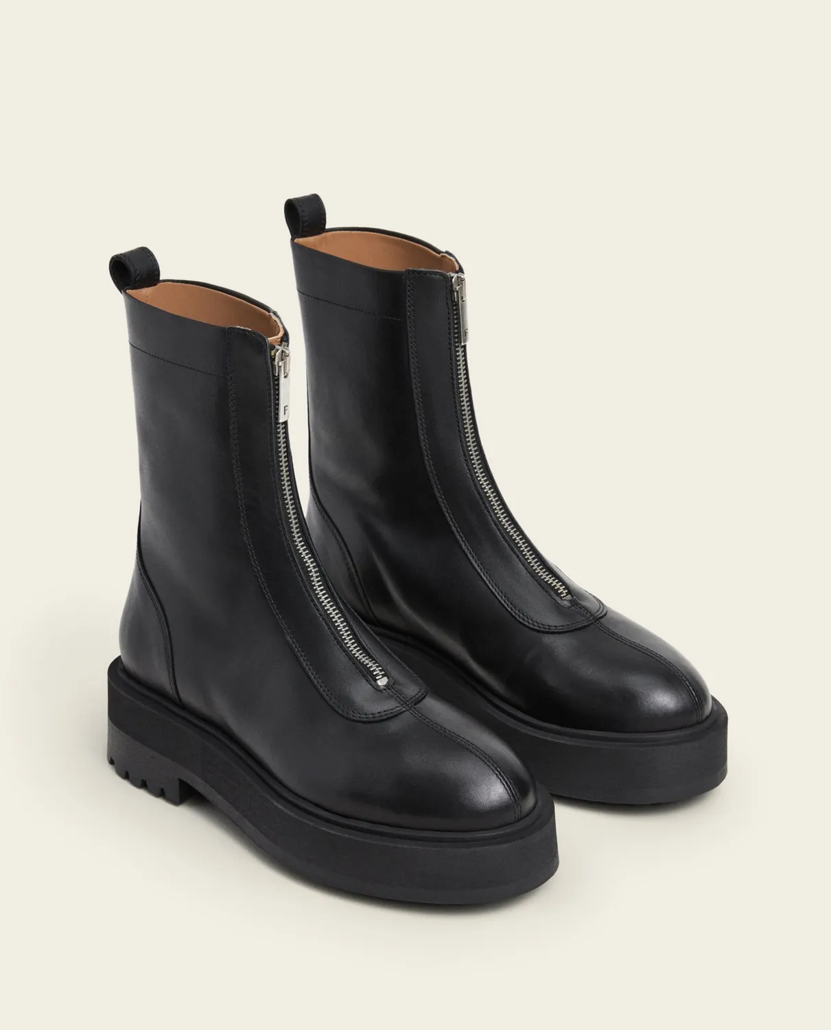 Flattered Alma Leather enkellaarzen zwart leer plat