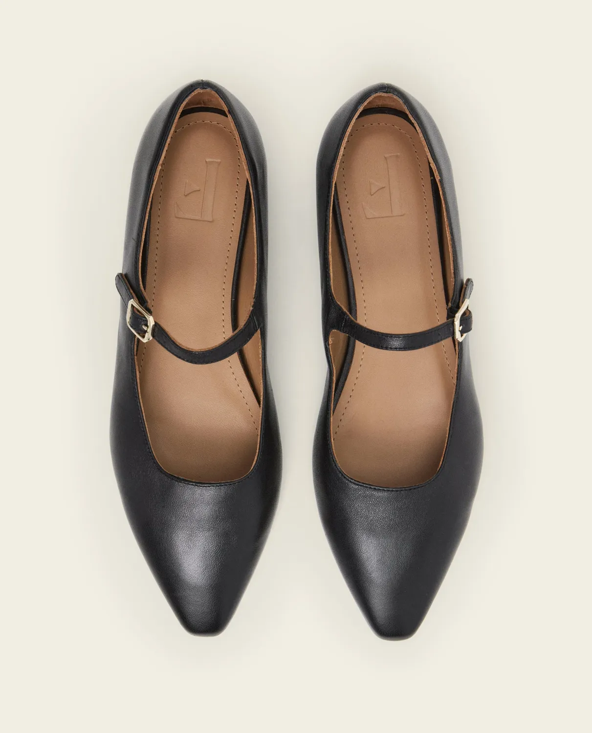 Flattered Camila ballerina's leer zwart mary jane