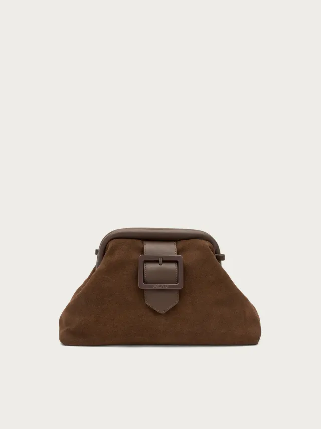 Frau bruine suède maxi clutch crossbody