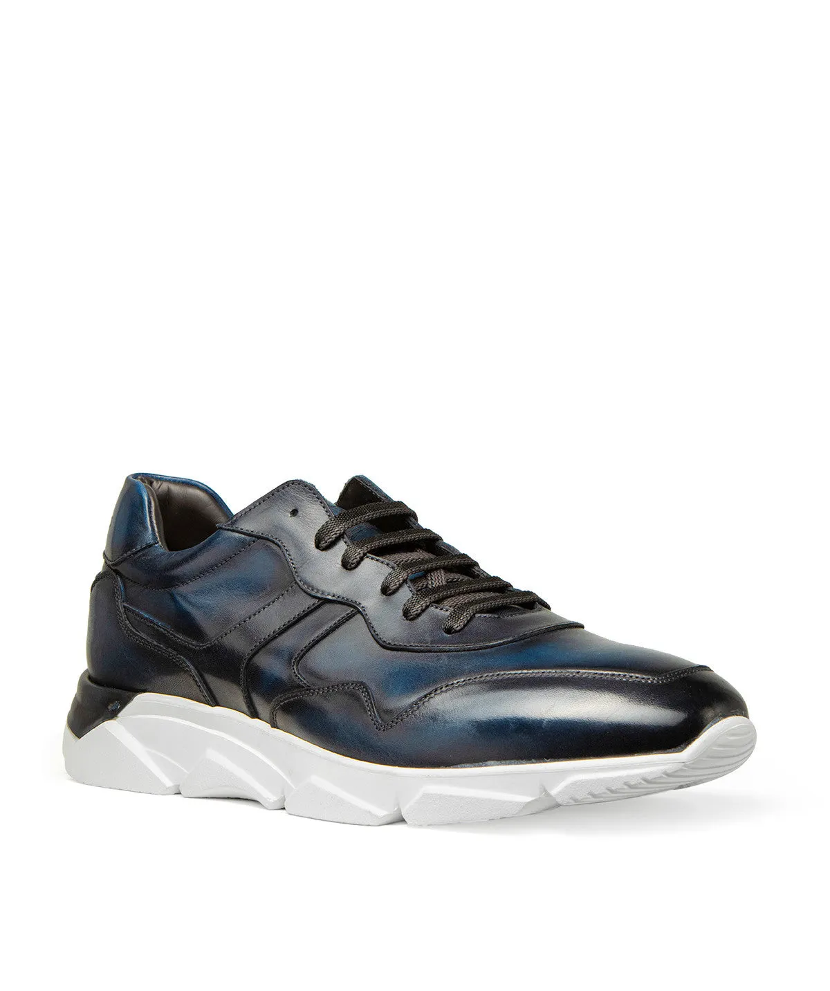 Finsbury Paolo blauwe patina leren sneakers