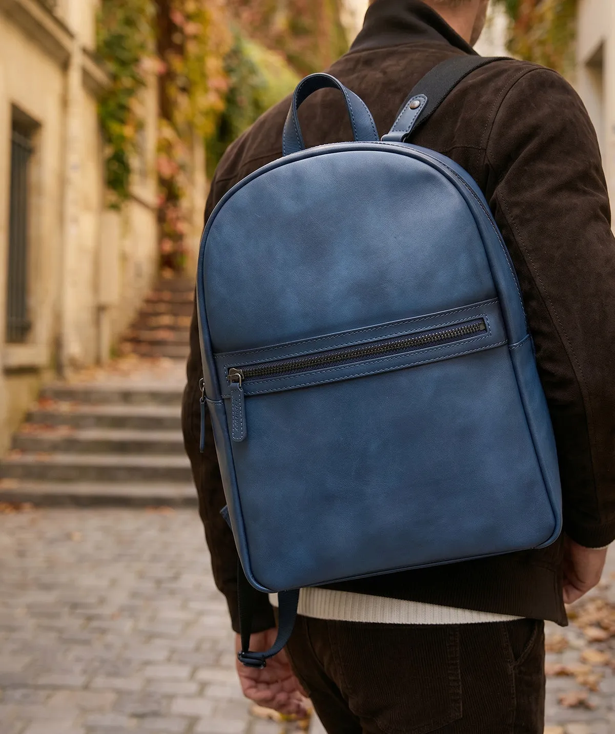 Finsbury rugzak blauw patina leer laptop