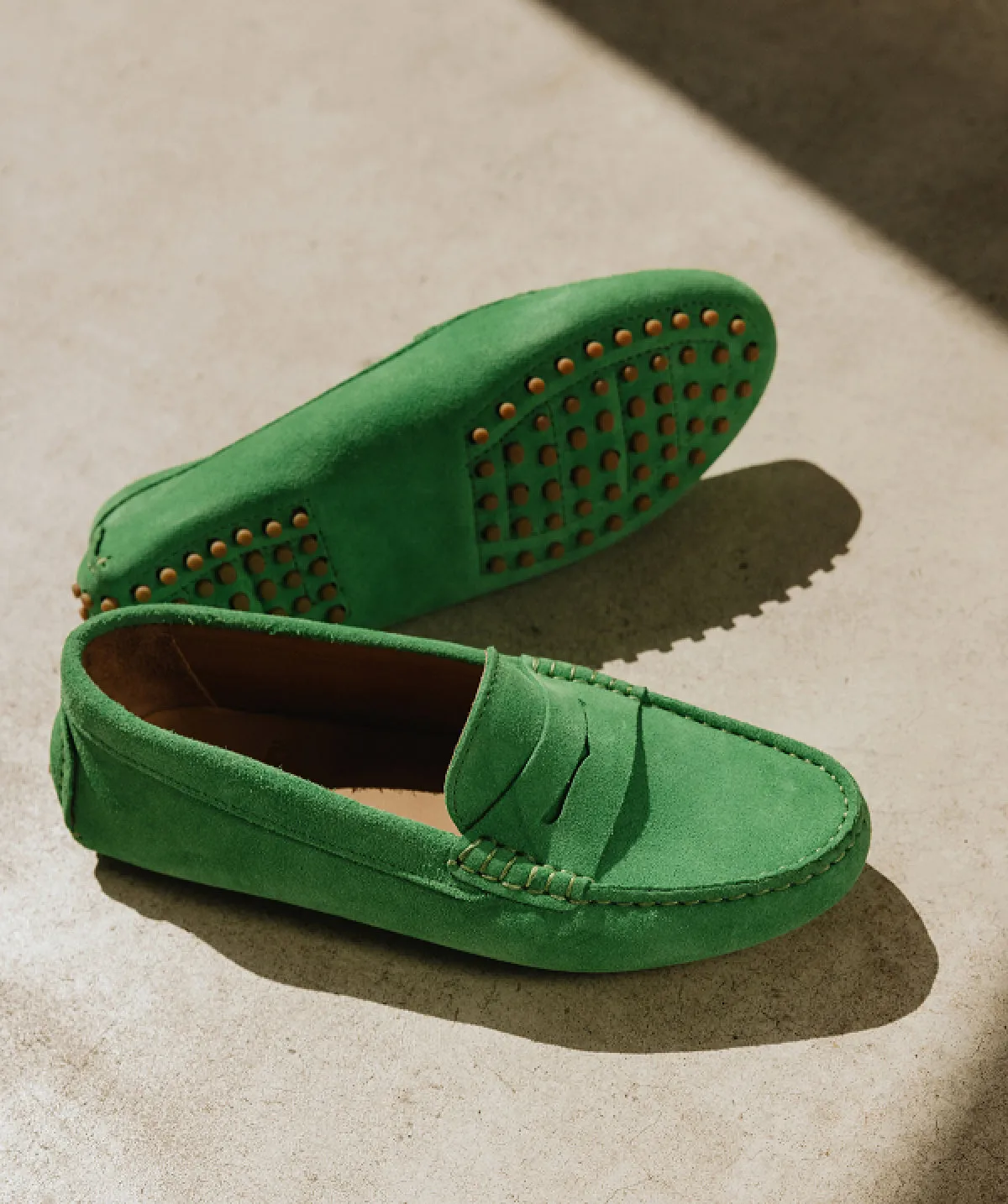 Finsbury Arlequin loafer groen suède dames