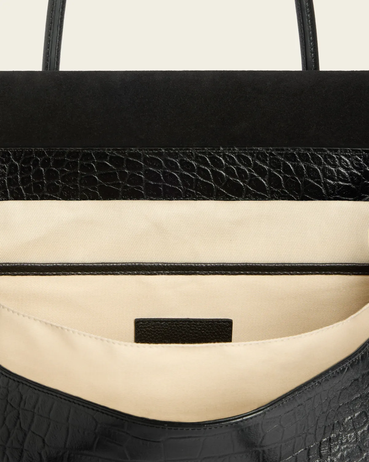 Flattered Lydia Tote Bag Croco handtas zwart krokoleer