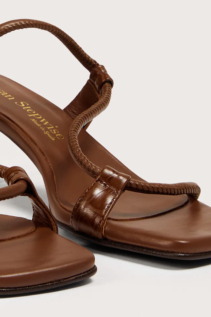 Bryan Stepwise Ares sandalen bruin leer hak