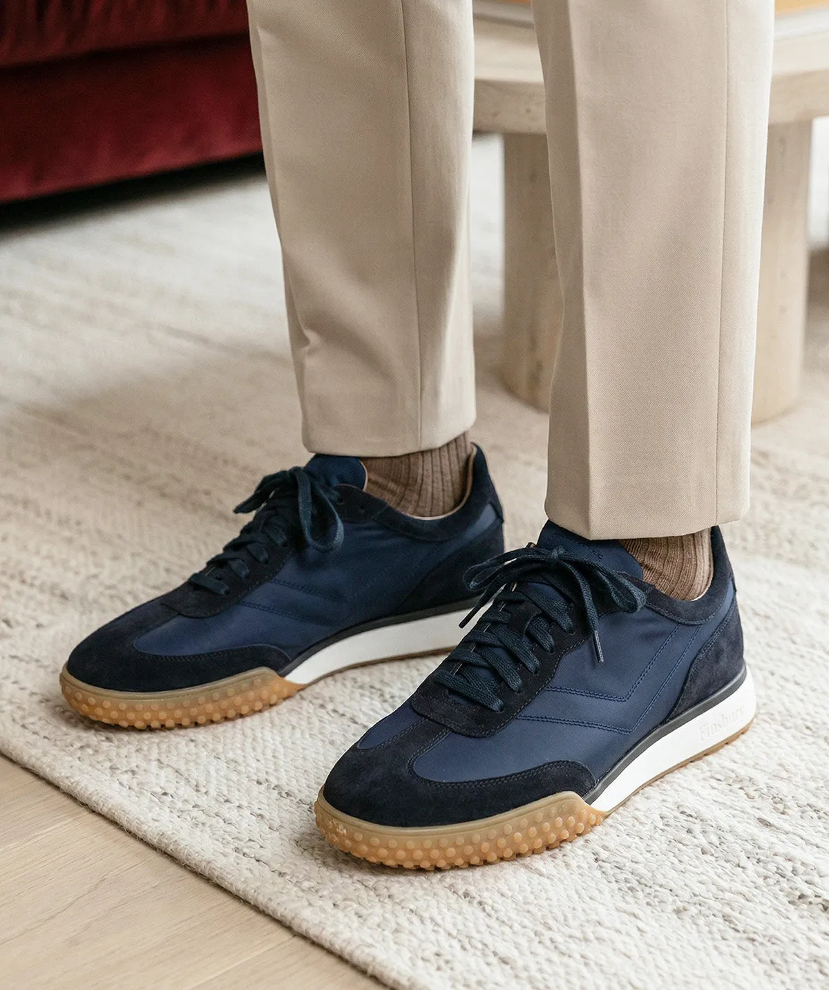 Finsbury Mathis sneaker navy canvas rubberzool heren