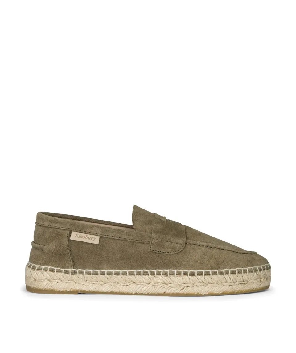 Finsbury NEVADA loafers olijfgroen suède espadrillezool