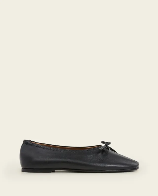 Flattered Blaise ballerina zwart leer met strik