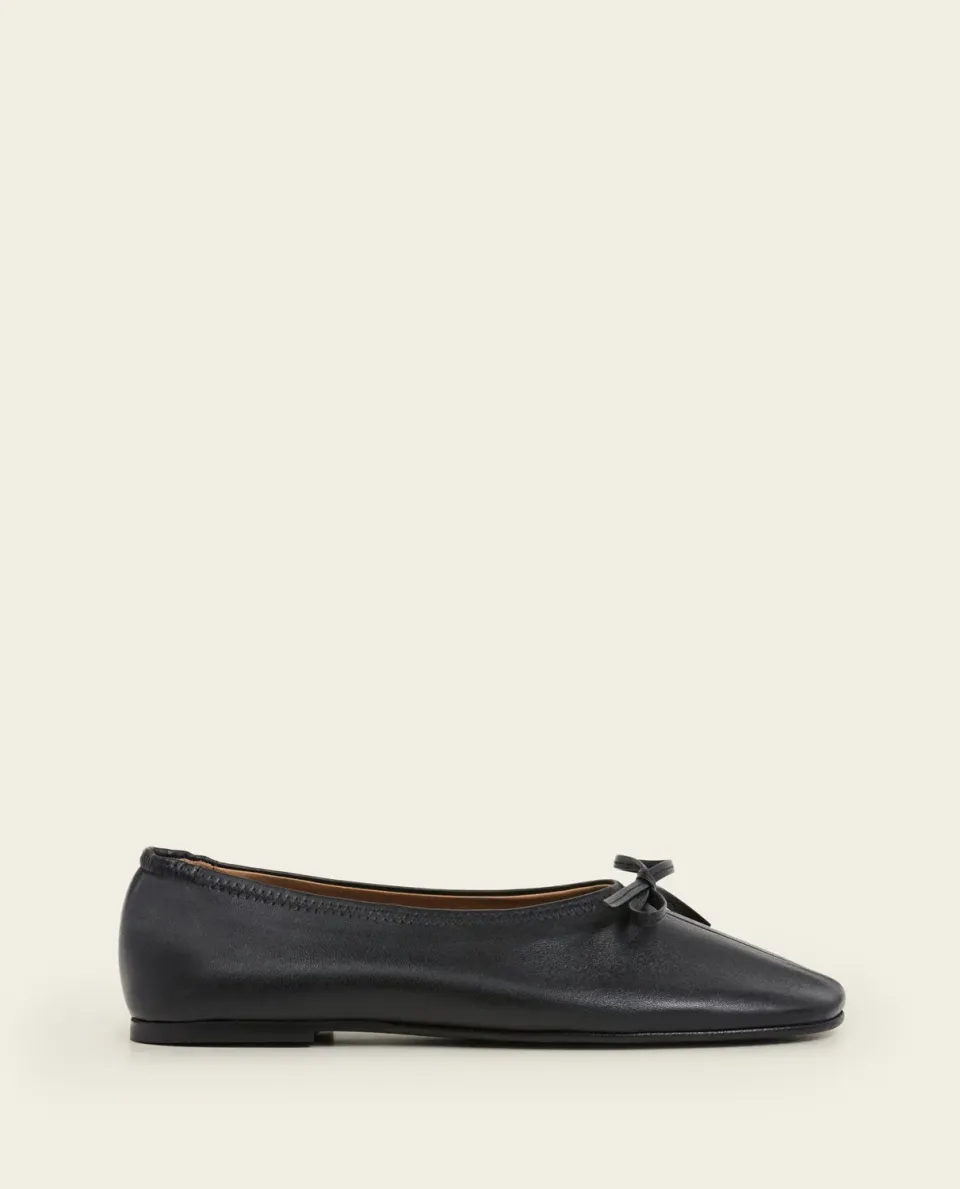 Flattered Blaise ballerina zwart leer met strik