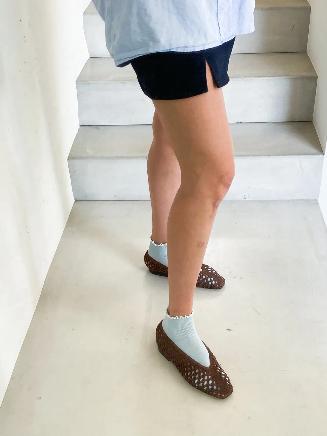 Jutelaune Baby Blue ruffle sokken lichtblauw katoen