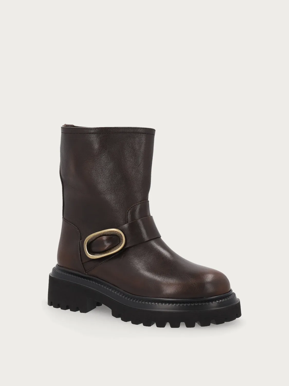 Frau Verona biker boots bruin leer gesp