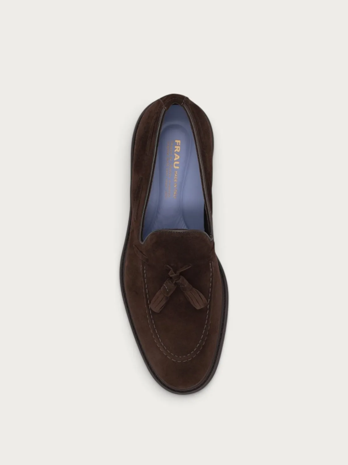Frau Signature loafers suede donkerbruin kwast