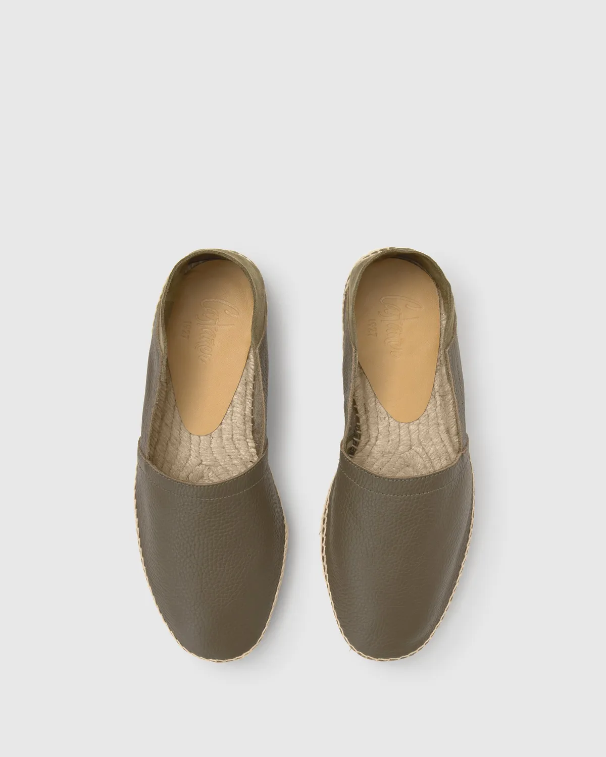 Castaner Polo 249 espadrilles heren olijf leer plat