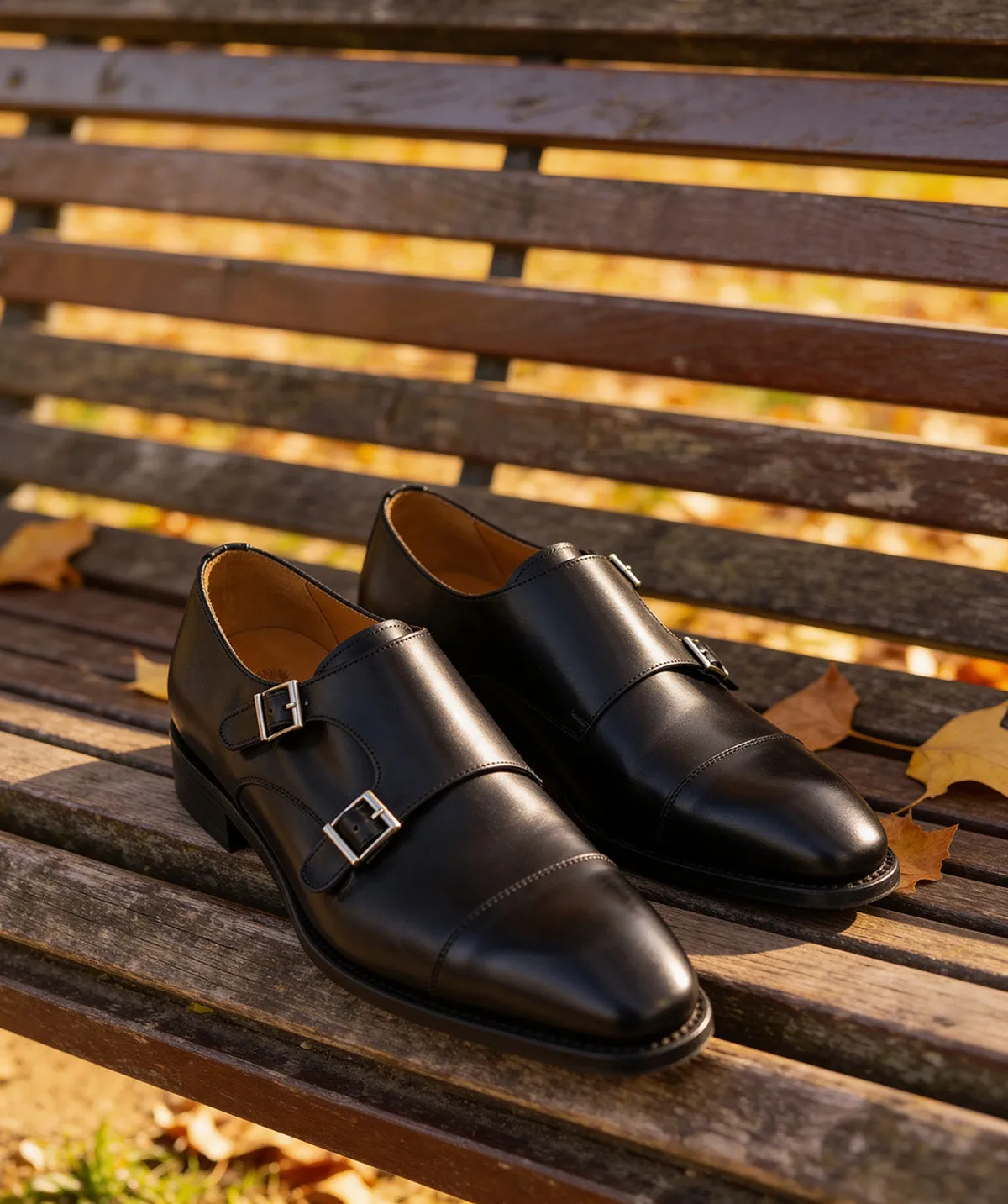 Finsbury Cambridge monkstrap zwart box calf