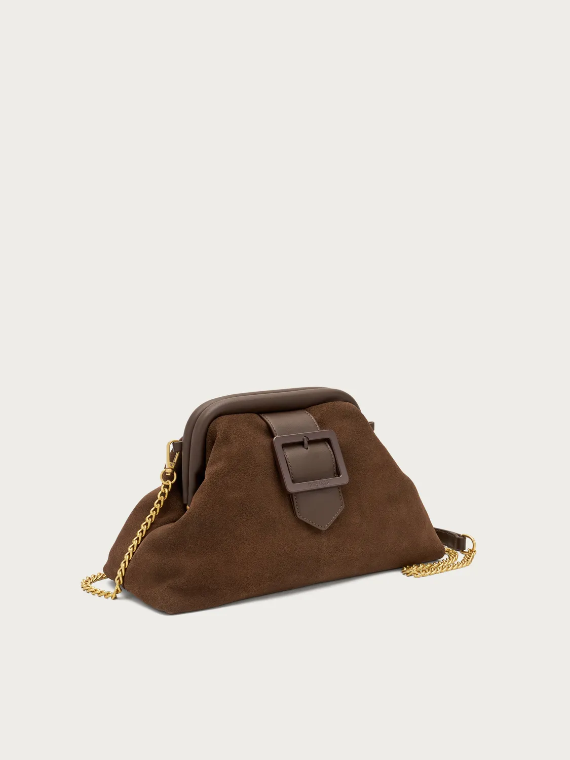 Frau bruine suède maxi clutch crossbody