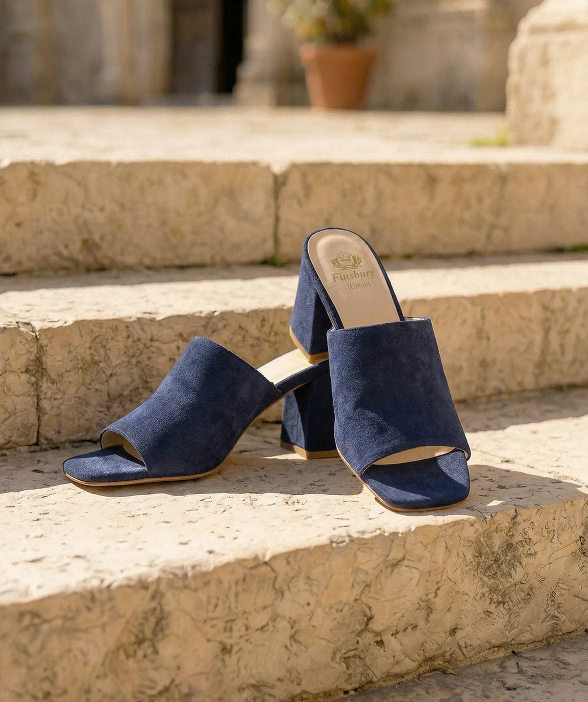 Finsbury Sonia muiltjes navy suède 6,5cm