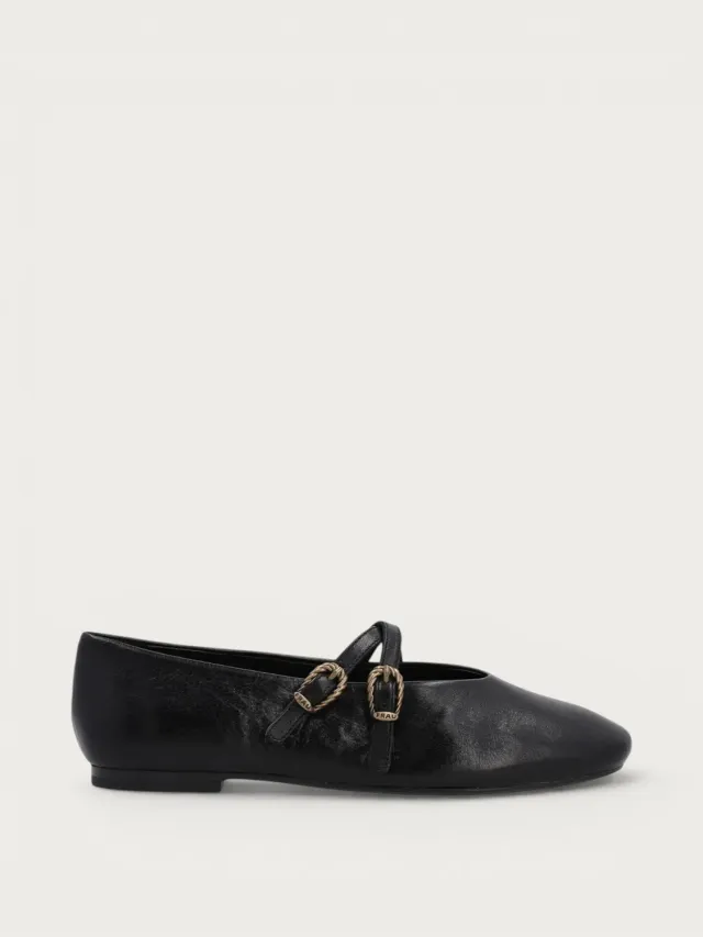 Frau Verona ballerina's zwart leer vintage