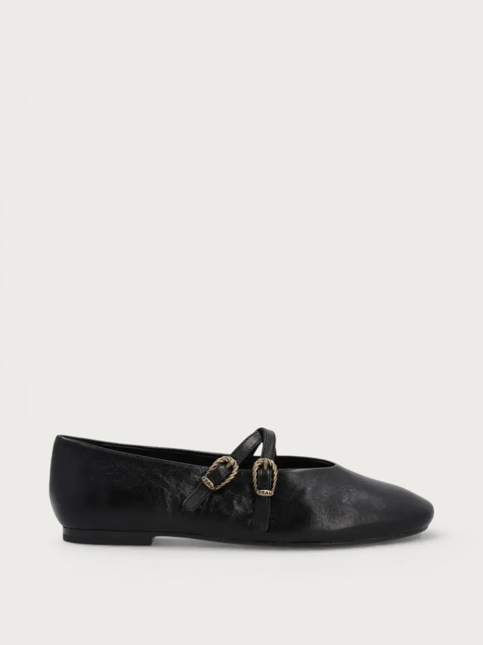 Frau Verona ballerina's zwart leer vintage