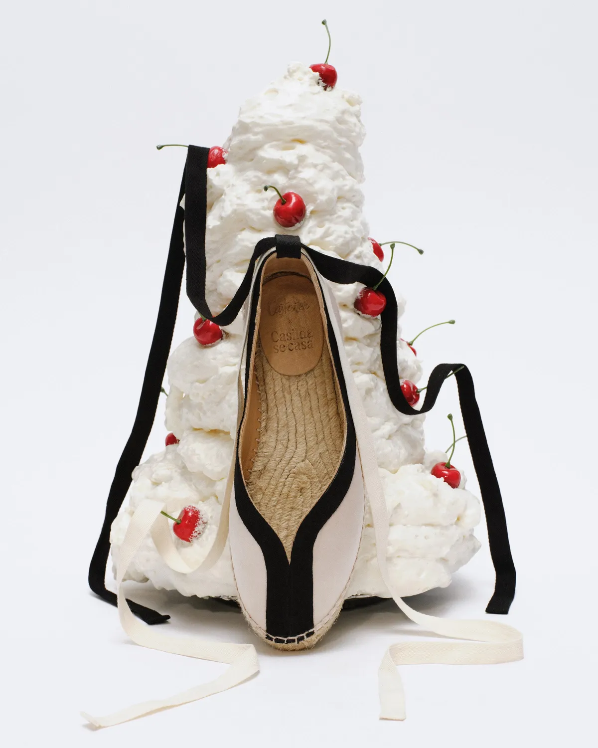 Castaner Kanu 129 ballerina's champagne-zwart satijn