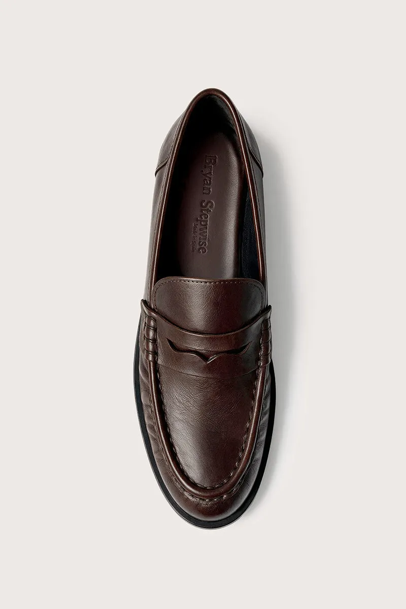 Bryan Stepwise Cami mocassins terra chocolate leer