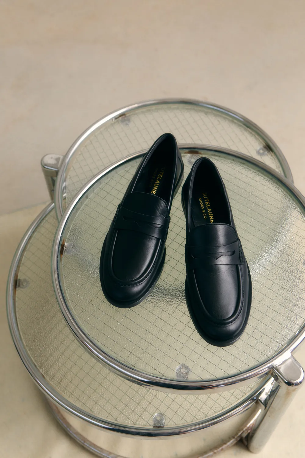 Jutelaune Lea Black mocassins zwart leer loafers