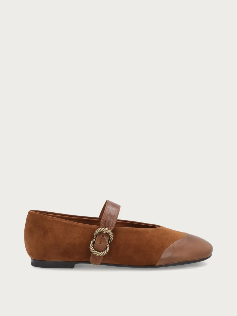 Frau Verona Mary Jane ballerina's lichtbruin suede
