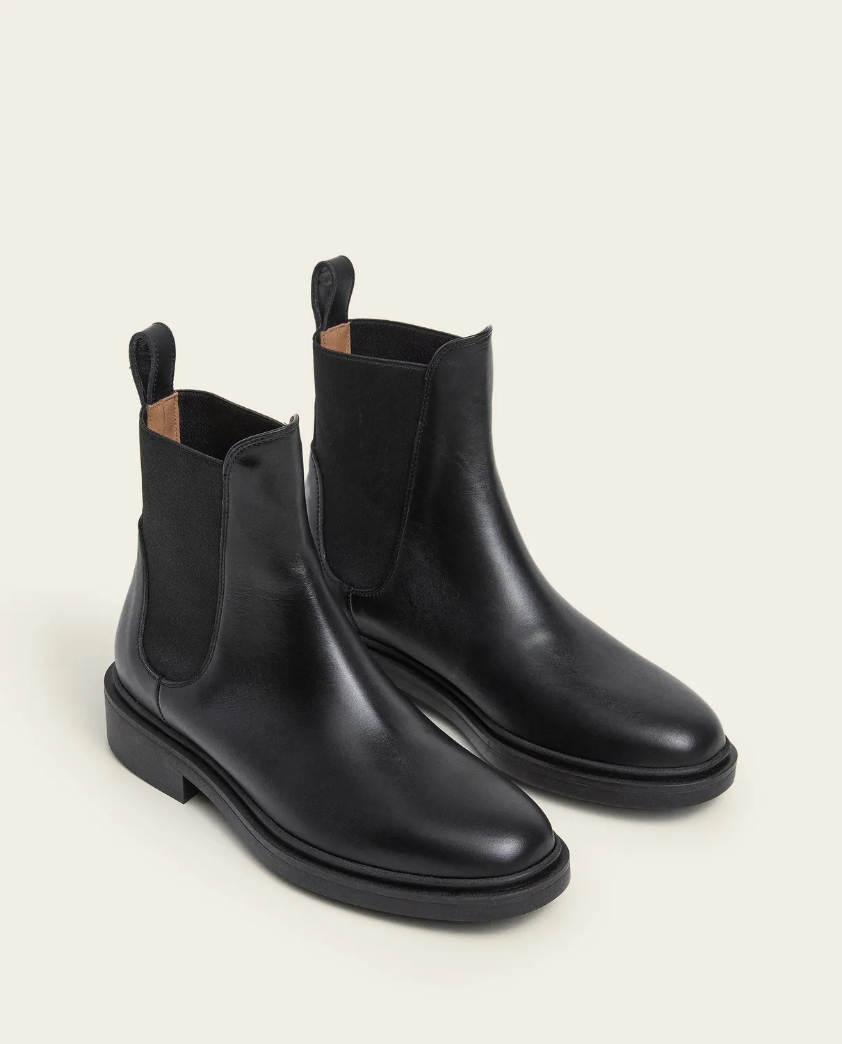 Flattered Fiona Chelsea boots zwart leer plat