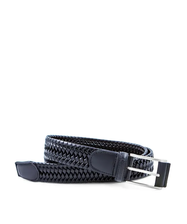 Finsbury Twisted leren riem zwart 3,4 cm