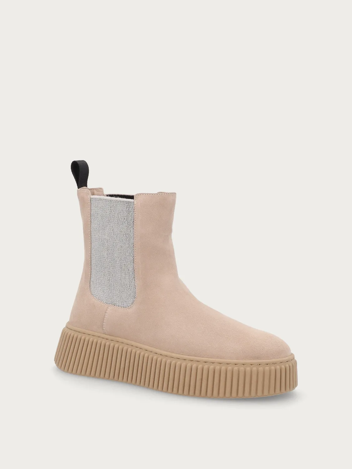 Frau Verona beige suède beatle boots plateau dames
