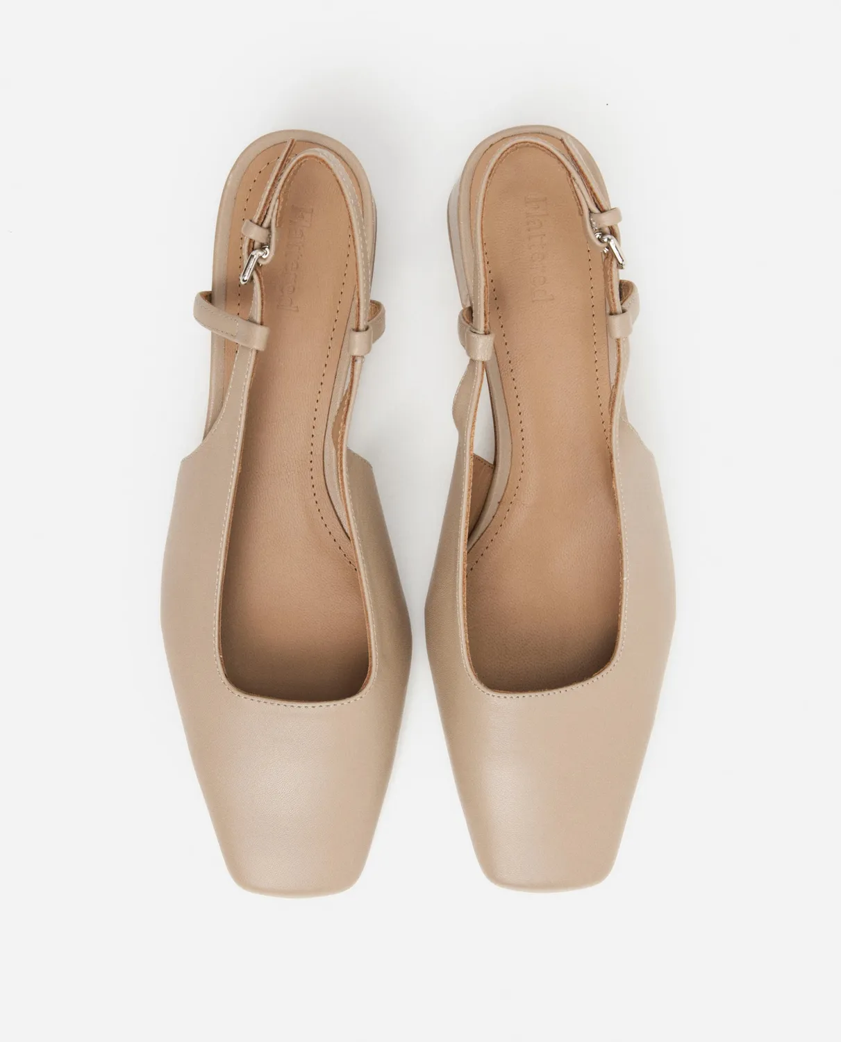 Flattered Elin slingback pumps beige leer blokhak