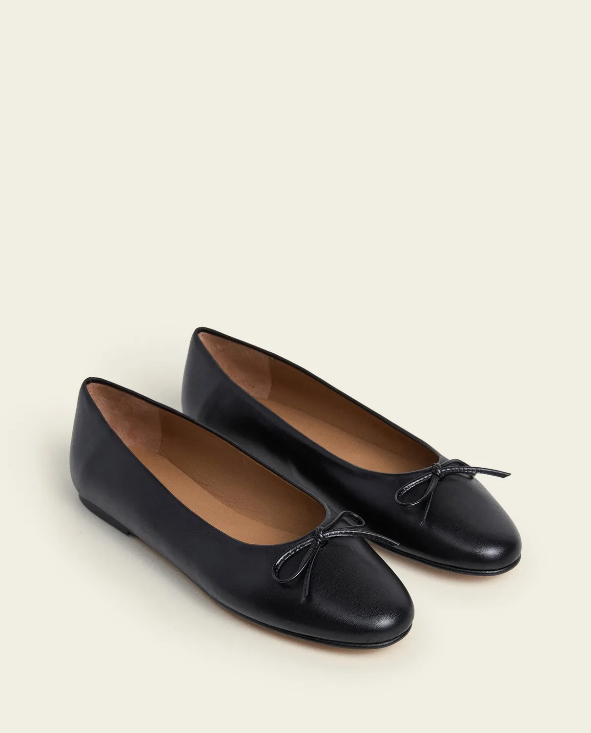 Flattered Pamela ballerina zwart leer ronde neus
