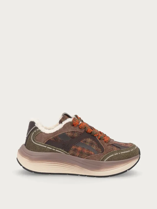 Frau Cross Hybrid sneakers bruin leer-stof