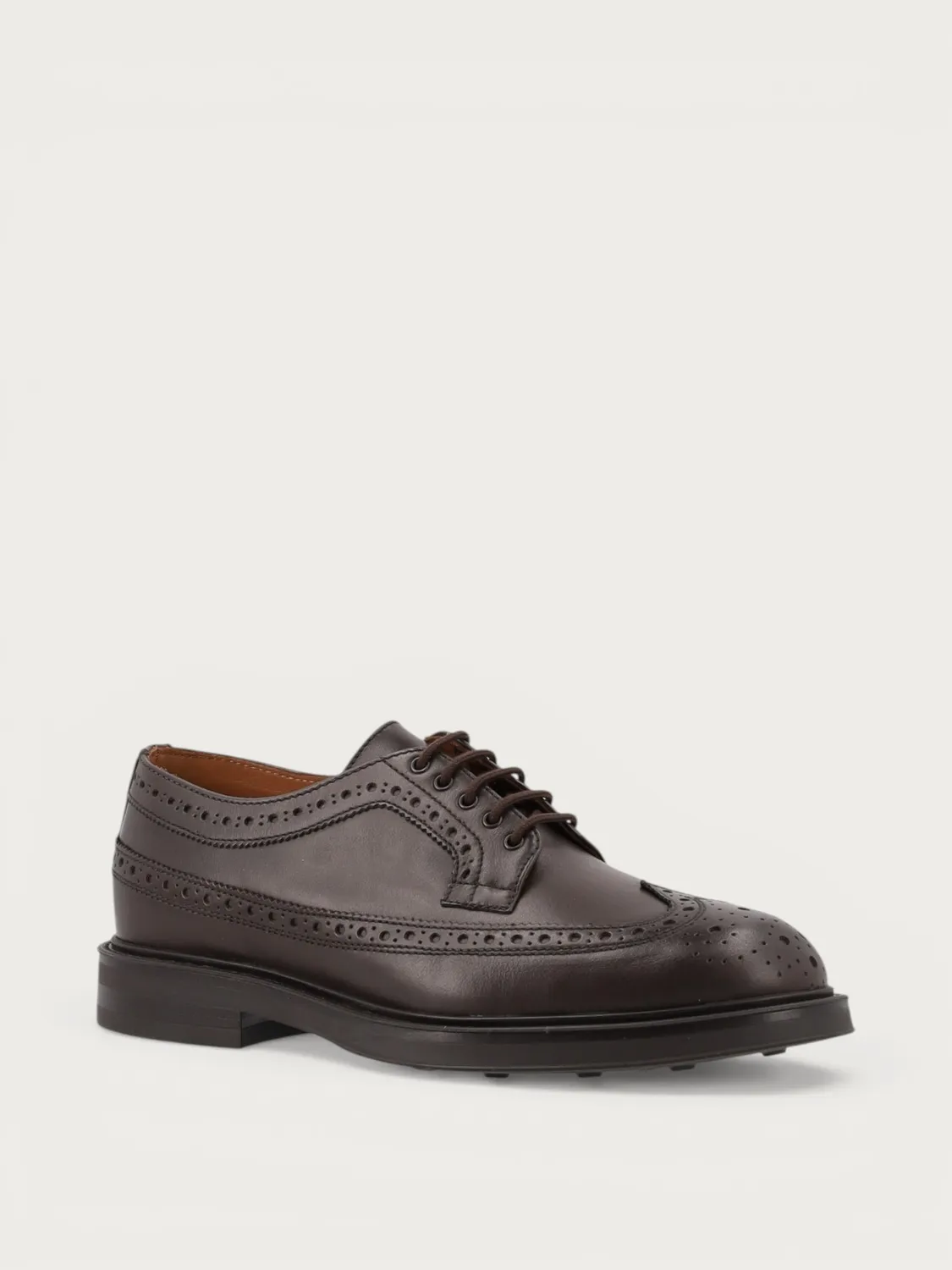 Frau Verona donkerbruine leren veterschoenen wing-tip heren
