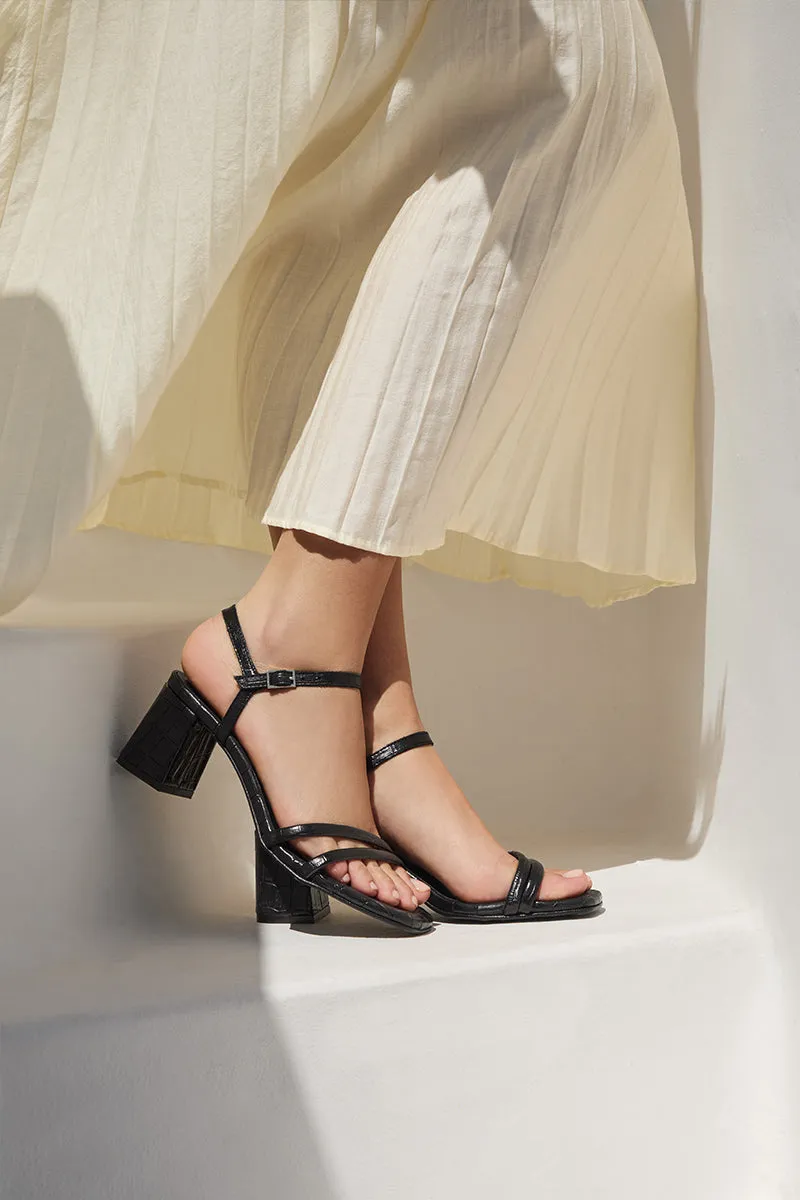 Bryan Stepwise Habana sandalen met hak zwart leer