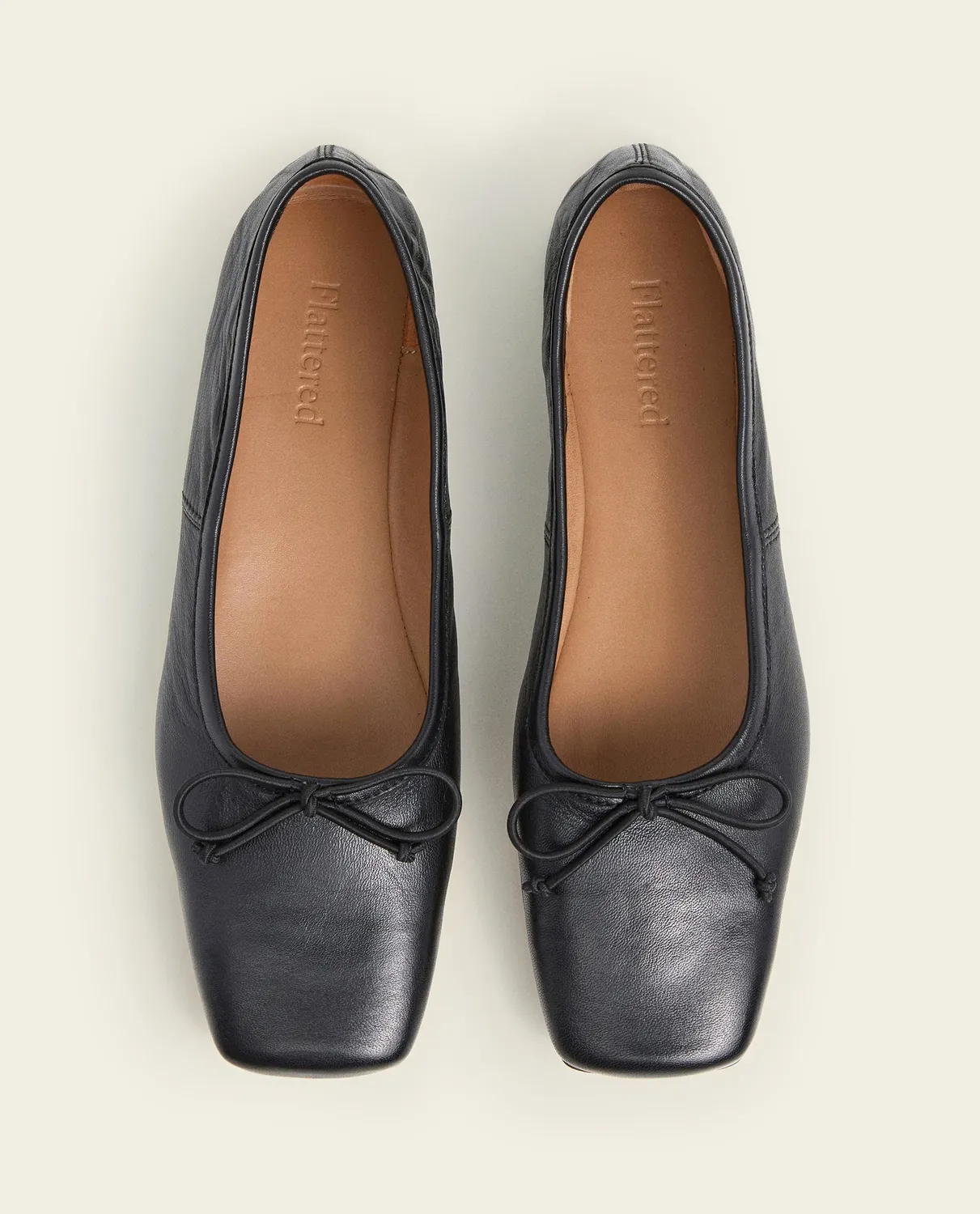 Flattered Kim ballerina’s zwart leer vierkante neus