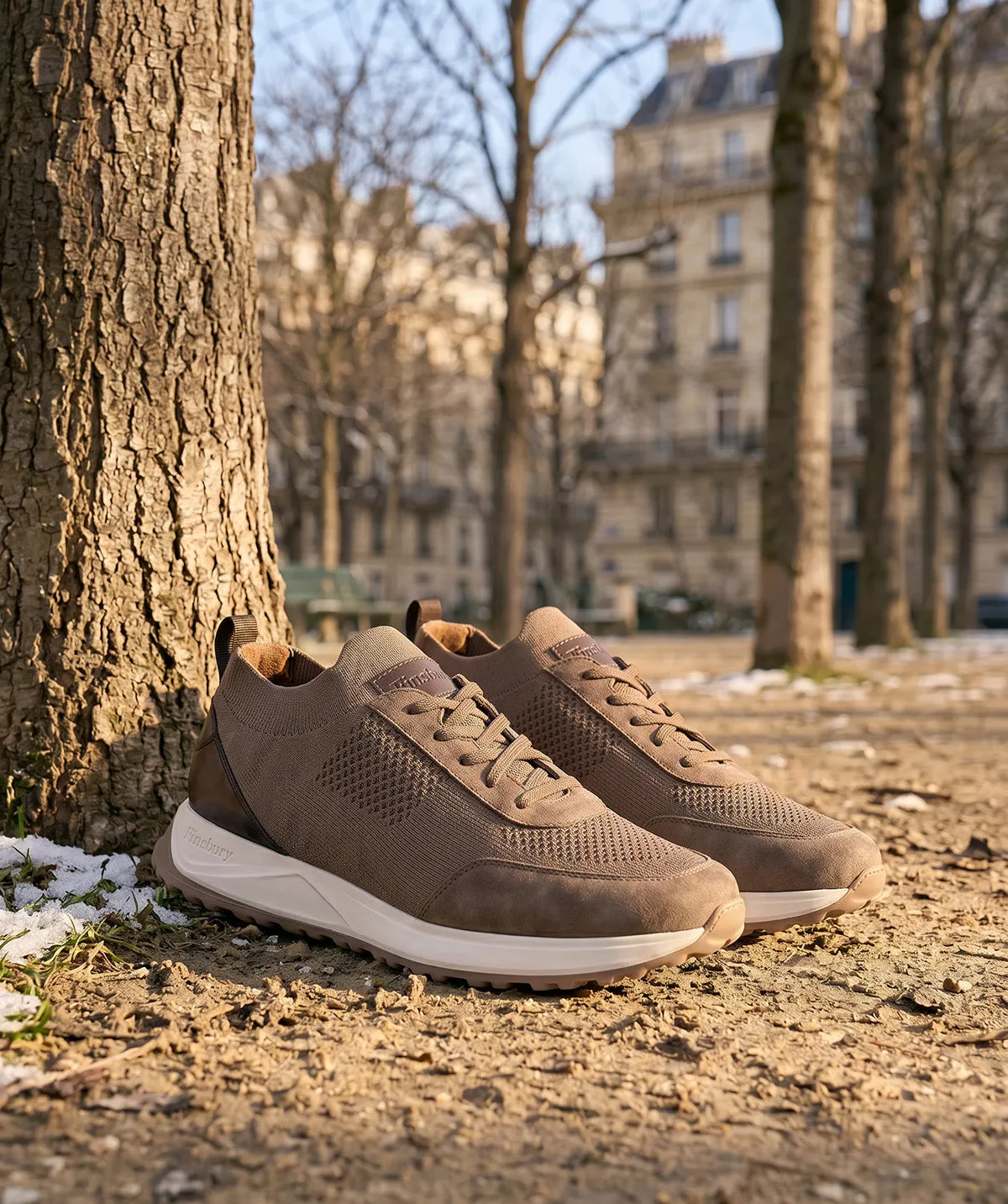 Finsbury Rico sneakers bruin canvas leer