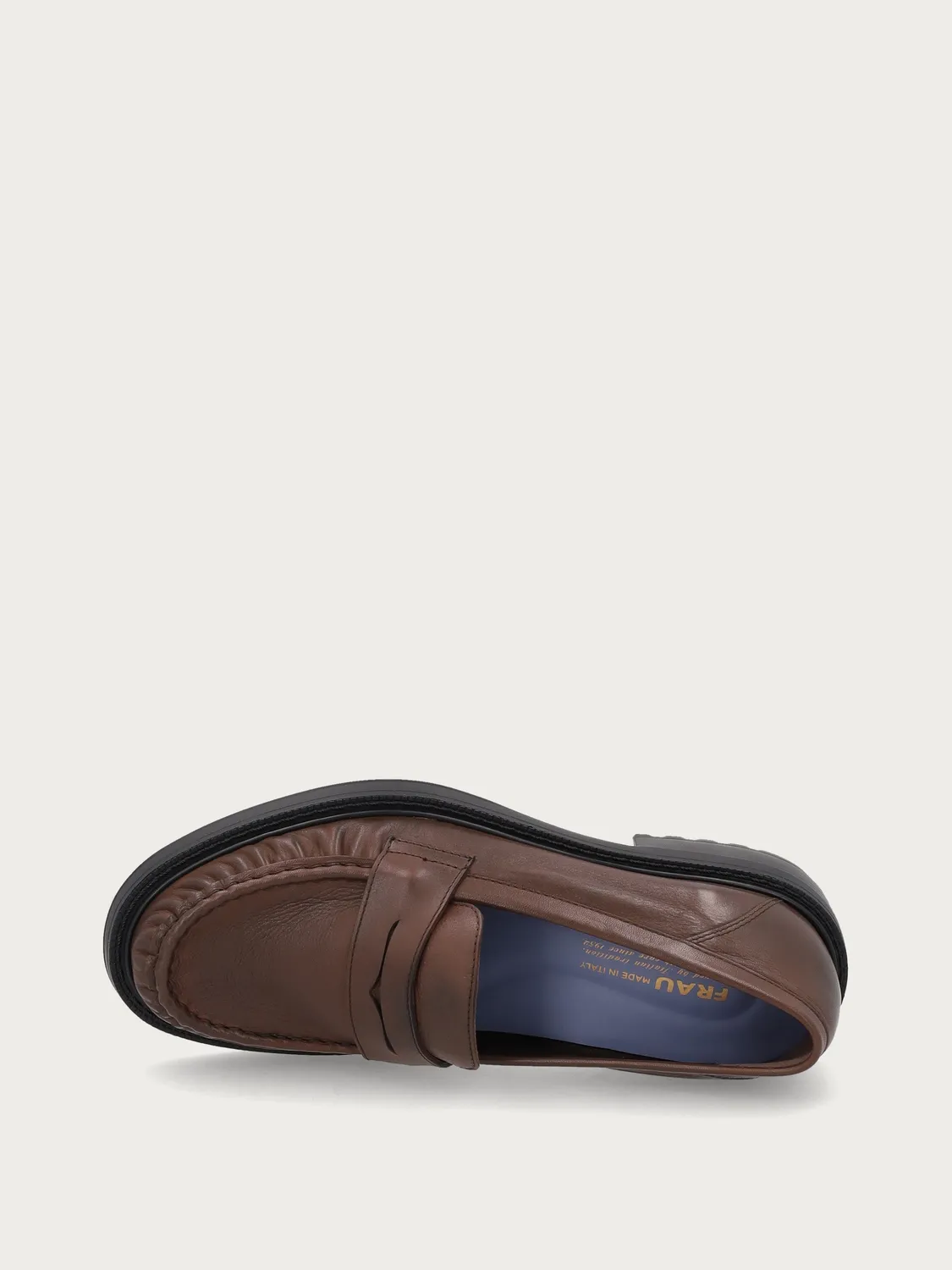 Frau Signature bruine leren loafers gerimpeld kalfsleer